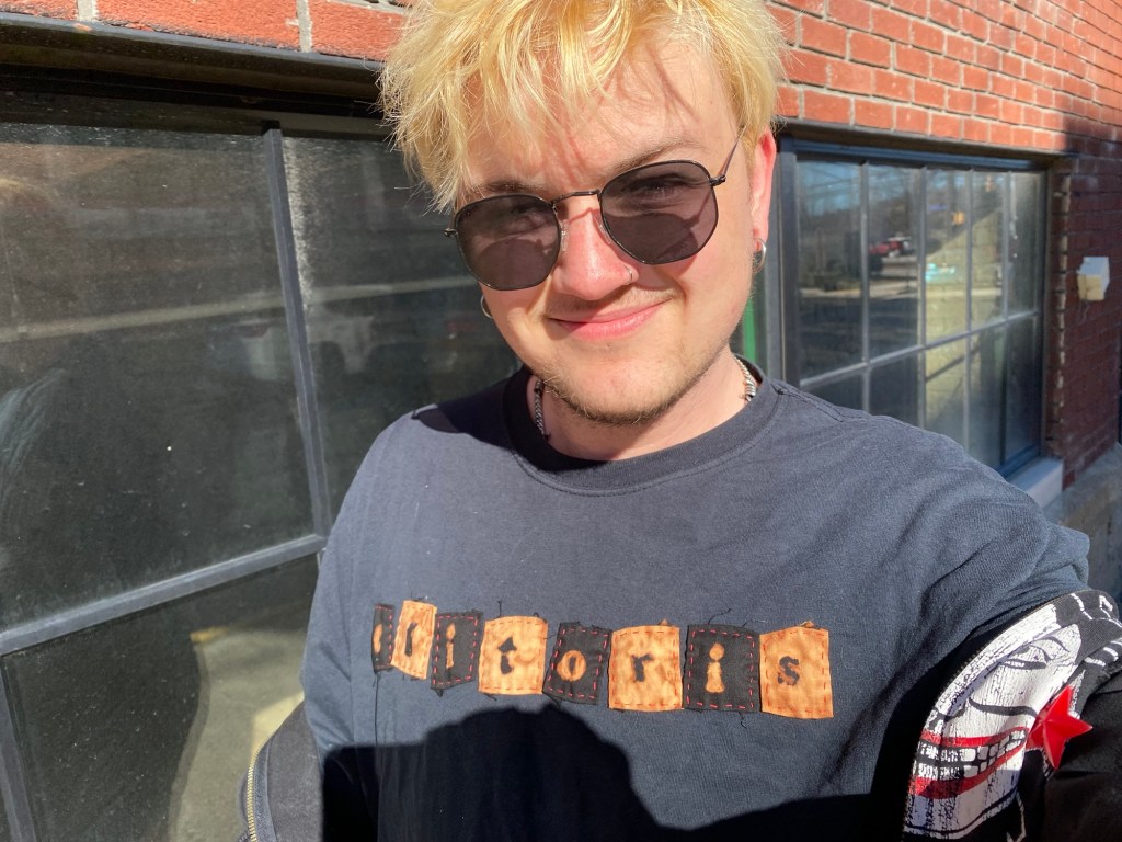 a selfie of suzy wearing the finished clitoris shirt